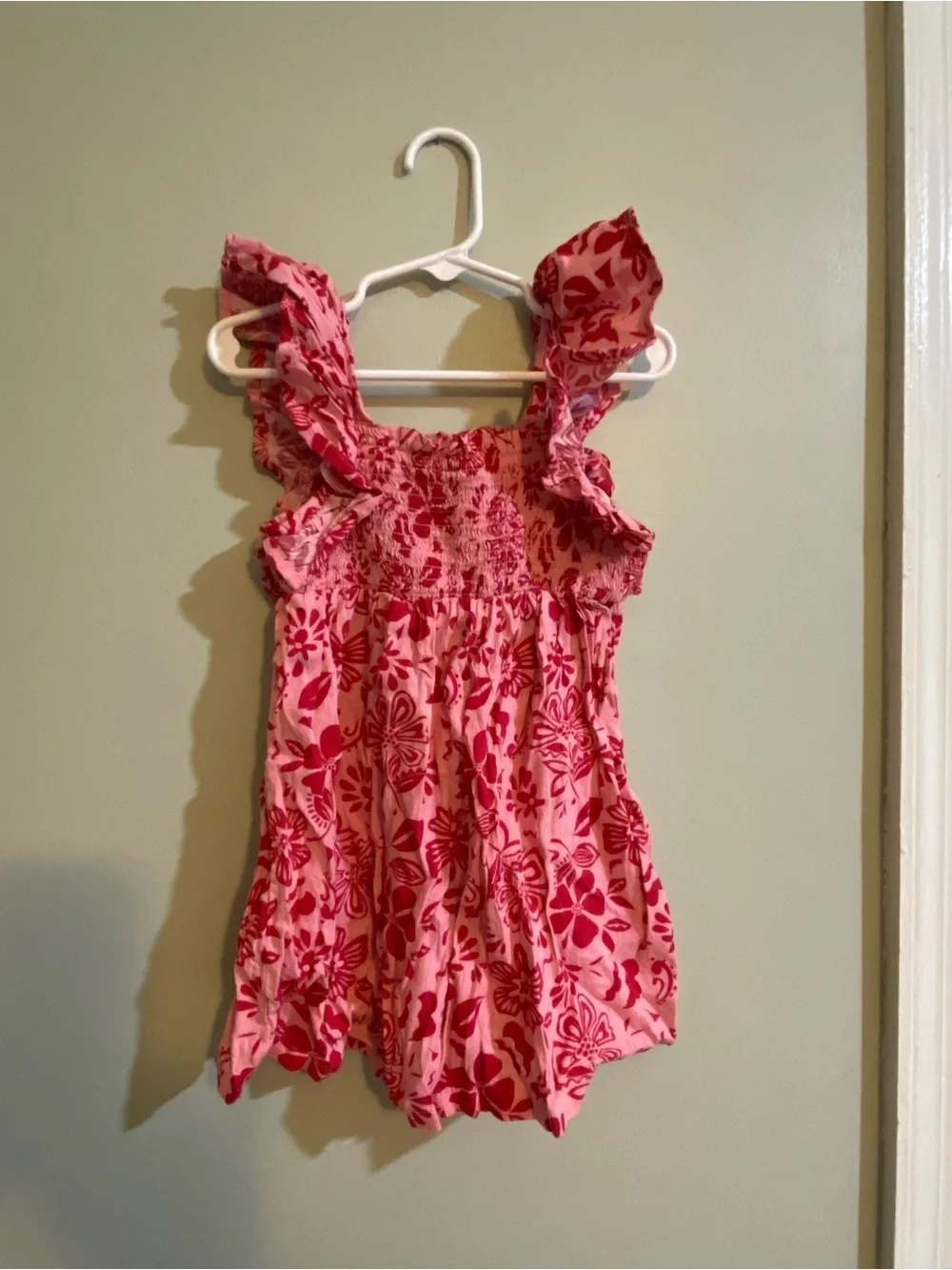 Old Navy Pink Floral Ruffle Tank Top